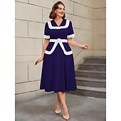 preiswerte Kleider-Retro Vintage 1950er Rockabilly Midlänge A-Linien-Kleid Ausgestelltes Kleid Übergröße Damen Urlaub Heimkehr Party &amp; Abend Erwachsene Kleid Frühling &amp; Sommer