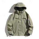 preiswerte Wasserdichte Jacken-Herren Windjacke Wanderjacke Hardshelljacke Außen Wasserdicht Winddicht Wanderoutfits Wanderbekleidung Frühling Herbst Oberteil Camping / Wandern / Höhlenforschung Laufen Einfarbig Schwarz Armeegrün