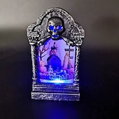 billige Dekorative lys-3/6 stk halloween led kirkegård gravsteiner halloween gravstein lys hodeskalle kirkegård lampe halloween dekor halloween hage gravstein skummel hjemsøkt hus dekorasjon