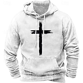 preiswerte 3D-Kapuzenpullis für Männer-Herren Kapuzensweatshirt Schwarz Weiß Rote Blau Braun Mit Kapuze Kreuz Tasche Druck Sport &amp; Outdoor Täglich Ferien Polyester Streetwear Basic Lässig Frühling Herbst Bekleidung Kapuzenpullover