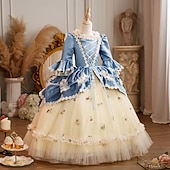 levne Šaty-Rokoko Princeznovské Maxi Plesové šaty Zvonové Princeznovské Kráska Mašle Retro Plesové šaty Obepínací Maškarní kostým Dívčí Královský Vánoce předvečer Všech svatých Karneval Plesová maškaráda