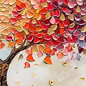 voordelige Schilderijen van bloemen/planten-handgemaakte originele kleurrijke levensboom olieverfschilderij op canvas abstract boomlandschap wanddecoratie voor huisdecoratie met gespannen frame zonder binnenframe schilderij