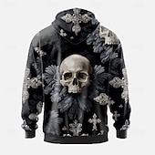 abordables Gótico &amp; Calavera-Halloween Hombre Cráneos Sudaderas Sudadera Abrigos Sudadera con capucha Cuello Barco Punk Impresión 3D Discoteca Ropa de calle Negro Azul Piscina Correa 3D Otoño Invierno Diseñador