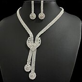 abordables Parures de Bijoux-un parure de bijoux de mariée 1 Alliage Boucles d&#039;oreilles Collier Femmes Élégant Luxe Mignon Géométrique Joie Géométrique Parure de Bijoux Pour Soirée