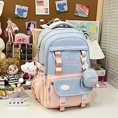 Недорогие Рюкзаки для детей и подростков-Школьный рюкзак для девочек в пастельных тонах в стиле кавайи – вместительный рюкзак с плюшевой игрушкой и карманом для монет для подростков и школьников