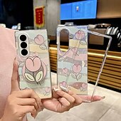 Недорогие Чехлы для Samsung-телефон Кейс для Назначение SSamsung Galaxy Z-образный сгиб 7 Z-сгиб 6 Z Fold 5 Z Fold 4 Z Fold 3 Кейс на заднюю панель со стендом Магнитный с ремешком на запястье Цветочный Цветочный