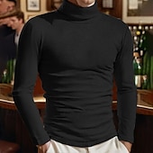 tanie sweter męski sweter-Męskie Sweter sweter Sweter z dzianiny Prążkowany Robić na drutach Zwykłe topy Dzianiny Równina Golf Moda Codzienny Urlop Dzienne zużycie Odzież Jesień i zima Wino Czarny S M L