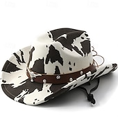 economico Cappelli-Cappello da cowboy retrò in denim con tesa larga, 1 pezzo, cinturino in omaggio, resistente alla deformazione, adatto per attività all&#039;aperto