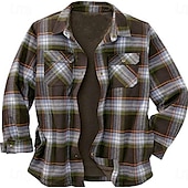 economico camicie di flanella-Per uomo Plaid Camicia di flanella Sopracamicia Manica Lunga Camicia Collo ripiegato Streetwear Quotidiano Stampa Giallo Chiaro Rosso+Grigio+Nero Nero + grigio scuro + blu navy Blu Arancione Bottonato