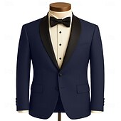 levne Návratové obleky-Pánské Sako Šálový límec Módní Retro Klasické Jednobarevné Blazer Námořnická modř Slim Jednořadé s jedním knoflíkem