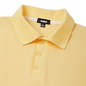 baratos Polo Clássico Masculino-Homens Camisas Polo Waffle Camisa de golfe Rua Casual Lapela Manga Longa Básico Moderno Tecido Textura Botões Primavera Outono Todas as Estações Normal Branco Marron Amarelo Cinzento Camisas Polo