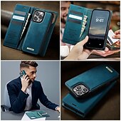 abordables Coques iPhone-téléphone Coque Pour iPhone 16 Pro Max Plus iPhone 15 14 Pro Max Plus iPhone 13 12 Pro Max Étui Portefeuille avec Support Détachable Magnétique Rétro TPU faux cuir