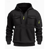 voordelige basic hoodies voor heren-Voor heren Trui met capuchon Hoodie met kwartrits Zwart Wit Wijn Leger Groen Rood Capuchon Effen Zak Kwart ritssluiting Sport &amp; Outdoor Dagelijks Feestdagen Polyester Streetwear Basic Casual Lente