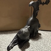 お買い得  ハロウィンの吊るし飾りとテーブルトップ装飾-ハロウィンの黒猫の彫刻、ゴースト黒猫のハロウィン飾り、かわいい樹脂製の不気味な猫、屋内/屋外のハロウィンパーティーの装飾、猫好きの方へのハロウィンギフトに最適