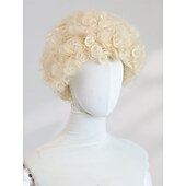 cheap Party Wigs-10‑Inch Gold African Curl Wig for Women – Full Bangs, Long Synthetic Hairpiece, Perfect for Halloween Cosplay &amp; Party Looks