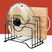 cheap Kitchen Storage-Pot Lid Holder and Cutting Board Organizer, Freestanding Iron Drain Rack for Kitchen Countertop, Cabinet or Shelf, Multipurpose Kitchen Organizer and Storage Accessory