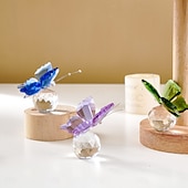 olcso Szoborok-kristályüveg pillangófigura átlátszó gömb alakú talppal, elegáns üveg állatszobor lakberendezéshez, átlátszó pillangó dísz polcra, asztalra vagy ajándéktárgynak