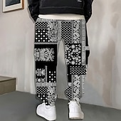halpa miesten printtihousut-Miesten Paisley-kuvio Väripalikka Veryttelyhousut Jogger Housut Keskivyötärö Kiristysnyöri joustava vyötärö Etninen Vapaa-aika Lenkkeily Katuvaatteet Treeni Urheilulliset collegehousut taskuilla