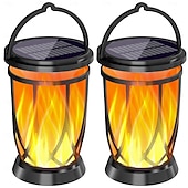 tanie Oświetlenie krajobrazowe-1 szt. zewnętrzna wodoodporna lampa z migającym płomieniem słonecznym 28 koralików LED na dziedziniec, ogród, trawnik, ścieżka, taras, lampa wisząca, lampa wisząca, halloween, dekoracja na imprezę