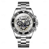 abordables Montres à quartz-OLEVS Hommes Montre à quartz Créatif Mode Décontracté Montre-bracelet Remontage automatique Phase de Lune Lumineux IMPERMÉABLE Acier Suivre