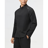 abordables Tapas-Hombre Sudadera tipo jersey Camisa para senderismo cima de senderismo Manga Larga Escote Chino Camiseta Al aire libre Reductor del Sudor Transpirable Invierno Cremallera de un cuarto Poliéster Negro