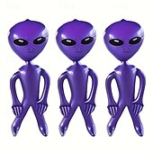 abordables Halloween-3 figuras inflables alienígenas coloridas para decoración festiva de Halloween con calabazas y telarañas. &amp;Linternas de 85 cm/33,5 pulgadas: perfectas para celebraciones espeluznantes, de plástico