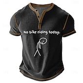 abordables Mots drôles-T-Shirt Graphique Amusant pour Hommes Cyclisme à Manches Courtes Henley avec Imprimé &quot;Pas de Vélo Aujourd&#039;hui&quot;
