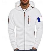 abordables sweats à capuche basiques pour hommes-Homme Sweat à capuche Sweat à capuche zippé intégral Veste de survêtement Noir Blanche Vin Vert Véronèse bleu marine À capuche Uni Zip Up Patchwork Poche Avant Sport &amp; Loisir Occasionnel Quotidien