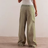 billiga breda ben och hög midja-dam bomullsblandad denim culottes vida ben semester vintage snygg full längd medelhög midja randig lapptäcke randig bekväm oelastisk utomhus semester hem marinblå jordgul svart armégrön