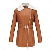 abordables vestes en sherpa-Femmes Veste en Polaire Confortable Fermeture intégrale Mode street style Uni Extérieur Décontracté Quotidien Régulier Col Rabattu Coupe régulière manche longue Vêtements d&#039;extérieur Noir Bleu Chameau