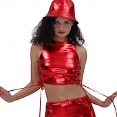 billiga Blast-Metallisk 80-talet Glänsande latexpatent Magtröja Halterneck PU-läder Ensfärgat Dam Karnevalsdräkt Karnival Maskerad Fest Prideparad Pride månad Vuxna Topp