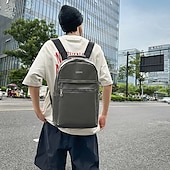 preiswerte College-Rucksäcke-Grauer Kunstlederrucksack für Herren – minimalistische Laptoptasche mit Reißverschlusstasche vorne für Schule, Arbeit und den täglichen Weg zur Arbeit