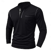 economico Maglietta casual Henley-Per uomo Maglia Henley Maglietta Manica Lunga Tinta unica Semplice Tinta unita Moda Designer Casual Tasca Bottoni Henley All&#039;aperto Casuale Quotidiano Estate Autunno Inverno Grigio scuro Nero Bianco