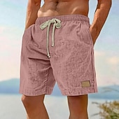 billiga Semester-Herr Shorts Sommarshorts Beach Shorts Ficka Elastisk midja Snörning Slät Komfort Andningsfunktion Knelängd Semester Helgdag Strand Semester Hawaiisk Svart Rodnande Rosa Oelastisk