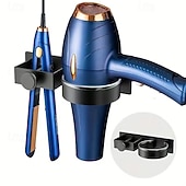 preiswerte Aufbewahrung &amp; Organisation-Wandmontierter Organizer für Haarwerkzeuge, Badezimmer-Aufbewahrungshalter ohne Bohren für Haartrockner und Glätteisen &amp;Lockenstab, leichter 300 g Haar-Accessoire-Ständer mit Handtuchhaken, passt zu