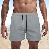 baratos shorts de natação masculinos-Homens Calção Justo de Natação Shorts de Natação Bermuda de Surf Tecido Secagem Rápida Respirável Cintura elástica Com Cordão Férias Praia Havaiana Casual Azul Lago Preto