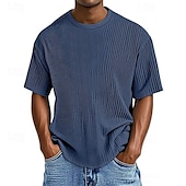 abordables T-shirt en tricot gaufré-Homme T-shirt Chemise à manches courtes Manche Courte Col ras du cou Été Uni Mode Designer Basique Jacquard Vacances Rue Sortir Abricot Noir Blanche T-shirt haut de gamme pour homme