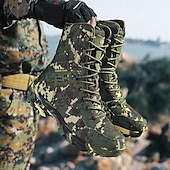 お買い得  ハイキングブーツ-滑り止めソールを備えたメンズ迷彩タクティカルブーツ、狩猟、パトロール、サバイバルギア用の通気性のある軍用戦闘靴