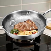 economico Utensili da cucina-padella martellata in titanio pro con coperchio, padelle antiaderenti multifunzionali ultra resistenti e antigraffio per cucinare in cucina