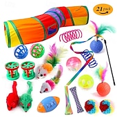cheap Cat Toys-Ball Feather Toy Mice &amp; Animal Toy Tunnels Squeak Toy with Durable Pet Exercise Releasing Pressure Pet Training Teething Rope Toy for Cat Indoor Outdoor Pet Play