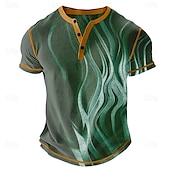 cheap Geometrical-Men&#039;s Graphic Abstract Henley Shirt Waffle T Shirt Short Sleeve Daily Retro Vintage Classic Sports Outdoor Casual Holiday Spring &amp; Summer All Seasons Dark Brown Black Dark Blue Green Burgundy Henley