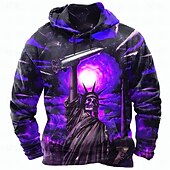 abordables Gothique &amp; Crâne-Halloween Homme Graphique 3D Sweats à capuche Sweatshirt Sweat à capuche Sweat à capuche Col ras du cou Punk Impression 3D Club Vêtements de rue Jaune Bleu Cordon de serrage Automne Hiver Designer
