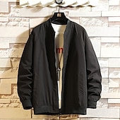 preiswerte Lässige Jacken-Herren Leichte Jacke Freizeitjacke Urlaub Täglich Atmungsaktiv Tasche Frühling Herbst Farbblock Mode Klassisch Stehkragen Regulär Aprikose Schwarz Gelb Grün Armeegrün Jacken