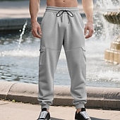 economico Carico-Per uomo Pantaloni sportivi Pantaloni da tuta Joggers Pantaloni da Tuta Cargo Tasca Elastico in vita Coulisse Semplice Comodità Sport all'Aperto Quotidiano Moda Casual Verde militare Nero