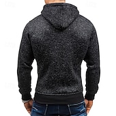 abordables pulls molletonnés-Homme Sweat à capuche Sweat-shirt Sweat à capuche zippé intégral Sweat à capuche en polaire Gris Claire Gris foncé À capuche Uni Avec Poches Sport &amp; Loisir Quotidien Vêtements de rue Basique