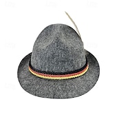 billiga Fedora hatt-Herr Fedorahatt Oktoberfesthatt Brun Grön Modal Fjäder Mode Ledigt Gata Dagligen Färgblock Solskyddskräm Andningsfunktion