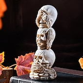  Halloween-deko se inget ont, hör inget ont, tala inget ont dödskallefigurer, moderna staplade hartsskelettstatyer för hemmet, baren och Halloween-festdekorationer