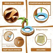 cheap Outdoor Activity-Unique Inflatable Pool Floats for Adult Coconut Pool Floaties for Adults Tiki Palm Tree Pool Float Big Tropical Pool Floats Hawaiian Luau Pool Party Decoration