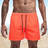 baratos shorts de natação masculinos-Homens Calção Justo de Natação Shorts de Natação Bermuda de Surf Tecido Secagem Rápida Respirável Cintura elástica Com Cordão Férias Praia Havaiana Casual Azul Lago Preto