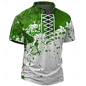 cheap Skull &amp; Bone-Halloween Men&#039;s Blood stains Henley Shirt T shirt Tee Short Sleeve T shirt 3D Print Crew Neck Lace Up Neck Henley Shirt Casual Street Sports Outdoor Casual Red Blue Purple Summer Spring All Seasons